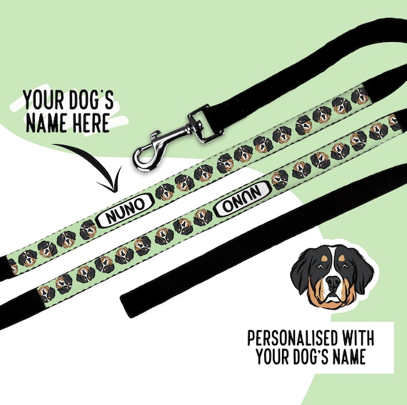 Bernese Mountain Dog Lead Customised Dog Face Portrait Leash Personalised Sublimation Print Dog Lead Bernese Dog Owner Gift for Dog Mum