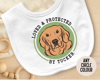 Custom Golden Retriever Baby Bib: Personalized Dog Portrait Gift