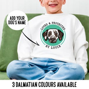 Dalmatiner Gesicht Kinder Sweatshirt / Benutzerdefinierte Hunderasse Porträt Kinderpullover / personalisierter Haustierbesitzer Weihnachten Kleinkind Sweatshirt / Dalmatiner Geschenk
