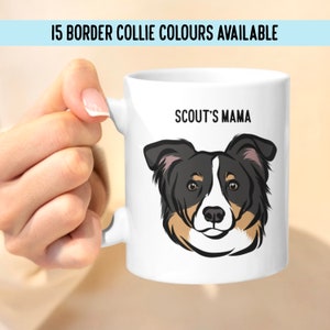 Personalised Border Collie Mug/ Dog Face Customised Mug/ Personal Border Collie Name Coffee Cup/ Border Collie Gifts/ Bespoke Dog Face Gift