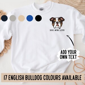 Sudadera Bulldog Inglés / Jersey de cara de raza matón personalizado / Suéter de cuello redondo de papá perro bulldog inglés / Idea de regalo de cumpleaños de retrato de mascota