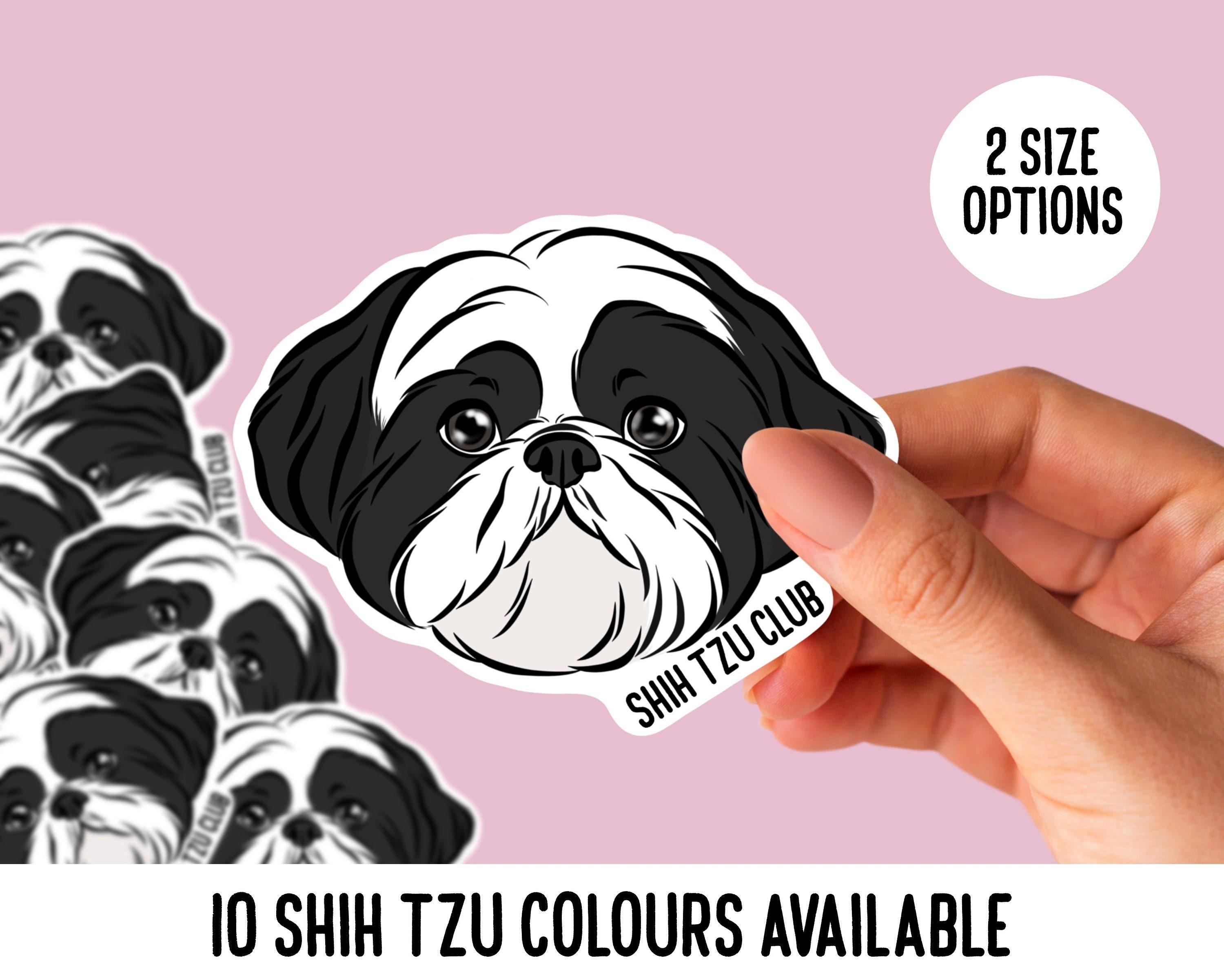 Personalised Shih Tzu Stickers/ Custom Shih Tzu Face Die Cut Sticker Pack/ Shih Tzu Name Lover Gift/ Shih Tzu Owner Laptop Sticker Design
