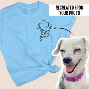 T-shirt de portrait de chien/ T-shirt personnalisé de visage d'animal familier/ T-shirt de dessin de contour/ chemise personnalisée d'illustration d'animal familier/ idée de cadeau de propriétaire d'animal familier