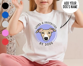 Custom Whippet/Greyhound Kids T-Shirt: Personalized Dog Portrait