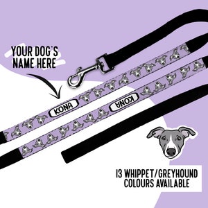 Personalisierte Whippet Hunde Porträt Leine / individuelle Whippet Hundeleine / Einzigartiges Geschenk für Whippet Hundebesitzer / Maßgeschneidertes Geschenk für Whippet Hundebesitzer