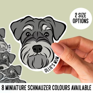 Autocollants Schnauzer miniatures / Nom du visage Schnauzer personnalisé Die Cut Sticker Pack / Autocollants pour ordinateur portable du propriétaire Schnauzer / Paquet d’autocollants pour amoureux des chiens