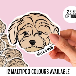 Autocollants Maltipoo / Autocollants mignons de visage de race de chien personnalisés / Maltipoo Die Cut Sticker Pack / Personnalisé Maltipoo Name Laptop Sticker Decal