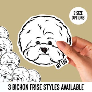 Stickers Bichon Frise / Visage de race de chien personnalisé Stickers mignons / Pack d'autocollants Bichon Frise découpés / Sticker nom Bichon Frise personnalisé pour ordinateur portable