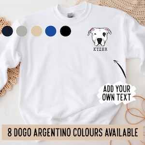 Dogo Argentino Sweatshirt/ Personalised Dog Portrait Face Jumper/ Large Dog Breed Owner Sweatshirt/ Pet Illustration Crewneck Jumper Gift