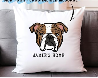 Funda de almohada personalizada con retrato de bulldog inglés: cojín personalizado con retrato de perro