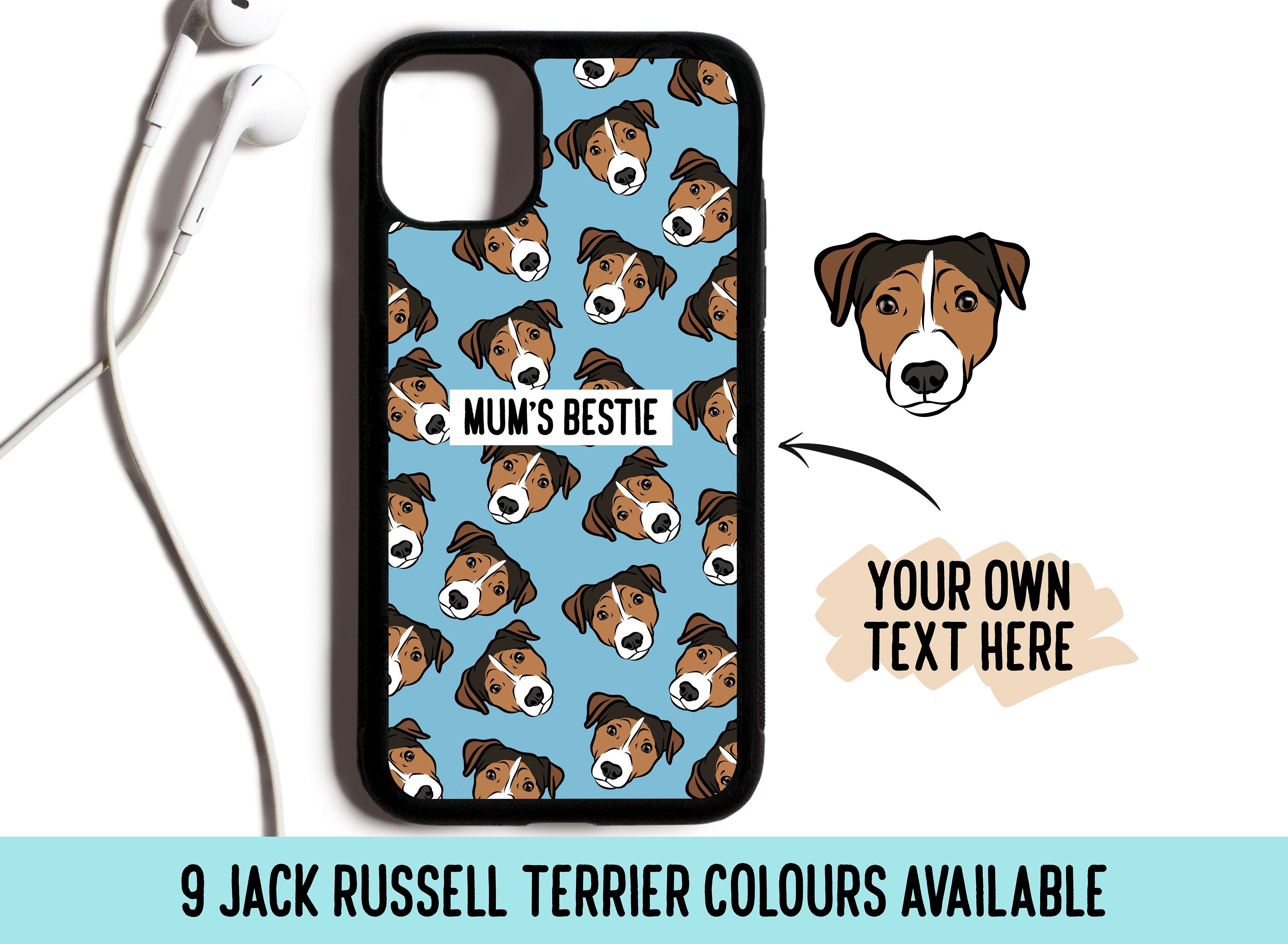 Jack Russell Terrier Face Phone Case/ Personalised Dog Breed Portrait Phone Cover/ Unique Jack Russell Terrier Owner Gift/ Pet Keepsake Gift