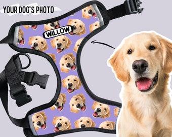 Personalisiertes Hundefoto-Geschirr / Name und Haustier-Gesichts-Geschirr / Haustier-Eltern-Geschenke / Hundegeschirr nach Maß / verstellbares Hundegeschirr