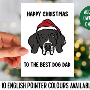 Tarjeta de Navidad de puntero inglés / Tarjeta de felicitación festiva de raza de perro personalizada / Tarjeta doblada de ilustración de perro de puntero / Tarjeta postal de propietario de puntero