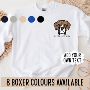 Suéter de perro boxer / Jersey de cara de raza boxer personalizado / Sudadera de propietario de raza de perro grande / Ilustración de mascota Crewneck Jumper Boxer Propietario Regalo