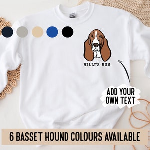 Basset Hound Sweatshirt / personalisierter Basset Hound Besitzer Crewneck Pullover / Hund Gesicht Sweatshirt Geschenk / Hunderasse benutzerdefinierte Pullover / Haustier Liebhaber Geschenk