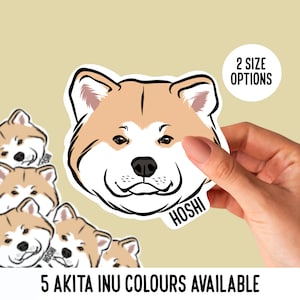 Akita Inu Stickers/ Personalised Dog Portrait Die Cut Sticker/ Customisable Akita Inu Laptop Sticker with Name/ Akita Inu Dog Lover Gifts