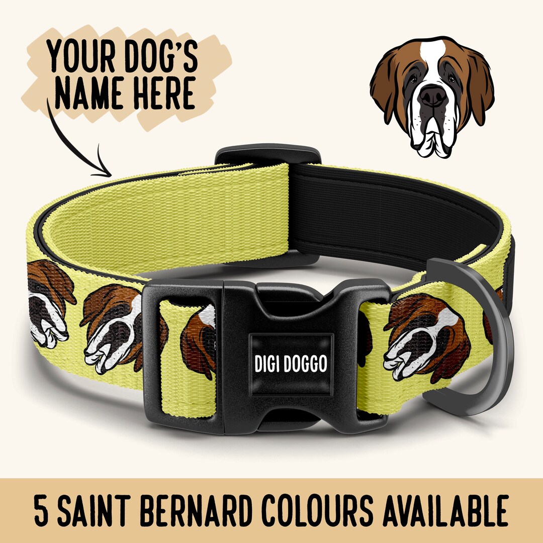 Personalized Saint Bernard Dog Collar: Pet Face Buckle Collar - Etsy