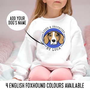 Englischer Foxhound Gesicht Kinder Pullover / Hunderasse Porträt Kinder Sweatshirt / Englischer Foxhound Familiengeschenk / personalisierter Haustier Porträt Pullover