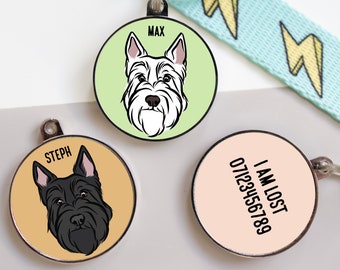 Personalized Scottish Terrier ID Tag: Custom Dog Portrait Collar