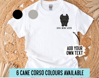 Gepersonaliseerde Cane Corso-T-shirt: hondenportret met ronde hals op maat