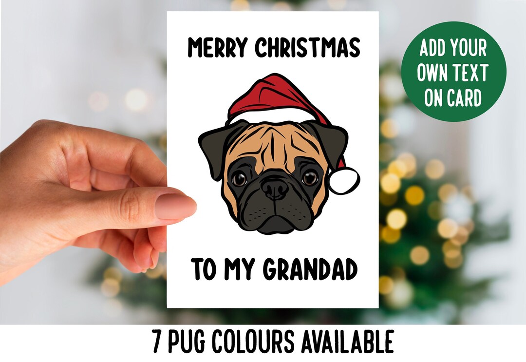 Personalized Pug Christmas Card: Custom Dog Breed Festive Card - Etsy