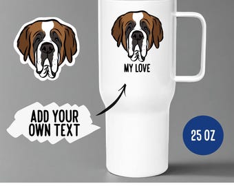 Personalized Saint Bernard Travel Mug: Stainless Steel Dog Breed Cup
