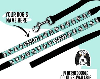Personalized Bernedoodle Portrait Leash: Custom Dog Lead Rope