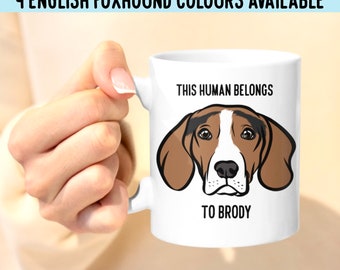 English Foxhound Dog Mug/ Custom Foxhound Face Portrait Mug/ Dog Name Illustration Mug/ Pet Portrait Mum Gifts/ Coffee Dog Lovers Gift Idea