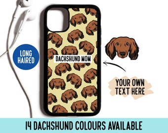 Long Haired Dachshund Pattern Phone Case: Custom Dog Portrait