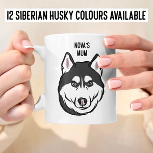 Personalised Husky Mug Custom Siberian Husky Face Ceramic Mug Husky Owner Coffee Mug Cute Husky Print Name Mug Personal Dog Lover Mug Gift