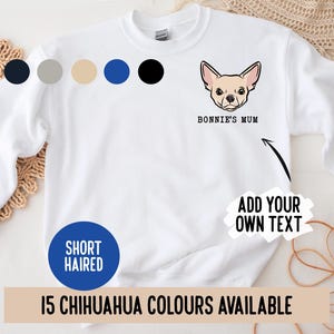 Chihuahua Sweatshirt / benutzerdefinierte kleine Hunderasse Gesicht Print Pullover / Chihuahua Besitzer Geschenkidee / Chihuahua Hund Papa Pullover / Haustier Liebhaber Kleidung Geschenk