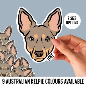 Autocollants Kelpie australiens/Autocollant personnalisable nom de chien/Autocollant pour ordinateur portable pour propriétaire d'animal de compagnie/Pack d'autocollants découpés pour employé de bureau amateur de chiens