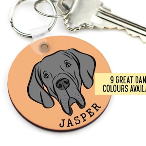 Great Dane Keychain Personalised Great Dane Face Keyring Custom Sublimation Dog Keychain Unique Great Dane Owner Gift Pet Name Art Keyring