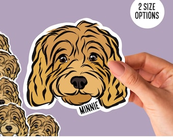Pegatinas personalizadas de Cavapoo, calcomanías troqueladas con retratos de perros personalizados
