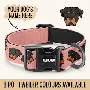 Collar personalizado para perro rottweiler: diseño de cara de rottweiler, collar para mascota con sublimación