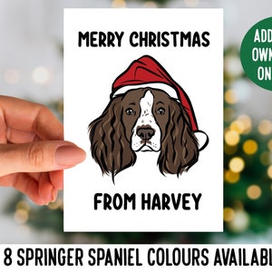 Springer Spaniel Kerstkaart / Aanpasbare Hondenras Wenskaart / Cute Dog Christmas Hat Card / Springer Spaniel Eigenaar Feestelijke Kaart Cadeau