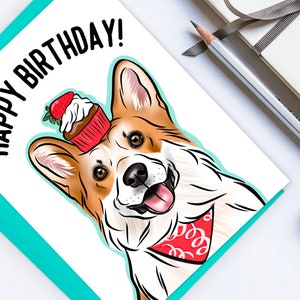 Carte d’anniversaire Corgi/ Carte de vœux personnalisée de race de chien/ Carte de joyeux anniversaire Corgi mignon/ Cadeau de maman de chien/ Illustration Corgi/ Journée spéciale