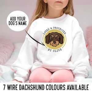 Wire Haired Dackel Kinder Sweatshirt / Benutzerdefinierte Dackel Besitzer Pullover mit personalisiertem Namen / Dackel Geschenk für Kind / Dackel-Liebhaber