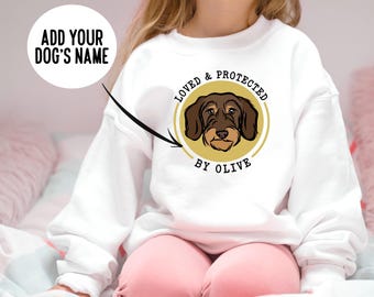 Personalized Wire Haired Dachshund Kids Sweatshirt: Sausage Dog Children Clothing Gift