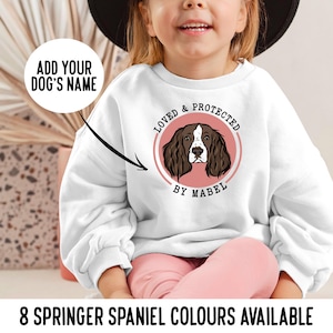 Springer Spaniel Kids Sweatshirt/ Personalised Dog Breed Face Child Jumper/ Springer Spaniel Dog Crewneck Sweater/Pet Portrait Birthday Gift