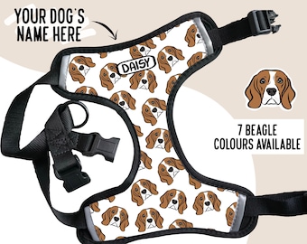 Personalised Beagle Harness Custom Beagle Face Print Harness Cute