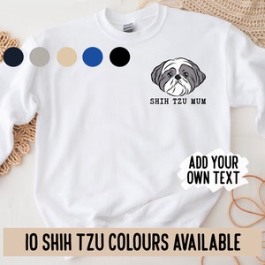 Personalised Shih Tzu Sweatshirt/ Custom Dog Breed Face Name Jumper/ Shih Tzu Owner Cute Gift/ Small Dog Illustration Crewneck Sweater Gift