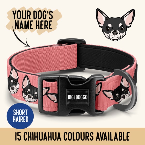 Chihuahua Collar/ Sublimation Dog Collar/ Personalised Cute Chihuahua Gifts/ Custom Pet Collar/ Small Dog Breed Collar/ Designer Pet Collar