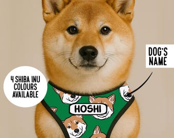Personalisiertes Shiba Inu Gesicht Hundegeschirr: Individueller Name, verstellbar, reflektierend