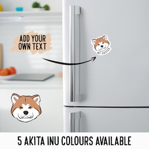 Custom Akita Inu Vinyl Fridge Magnet: Dog Breed Colors
