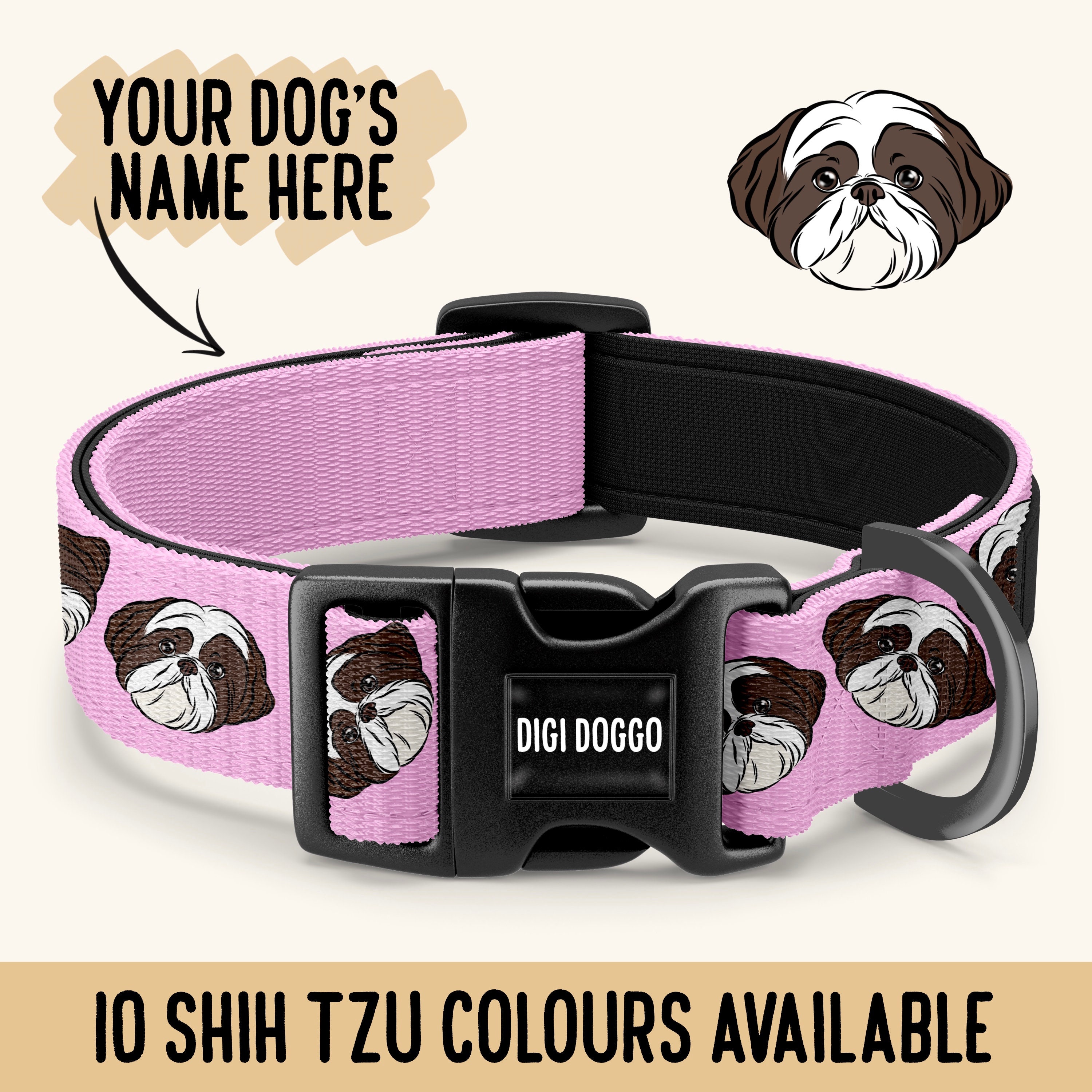シーズー犬用首輪（パーソナライズ）：昇華プリントイラスト - Etsy 日本
