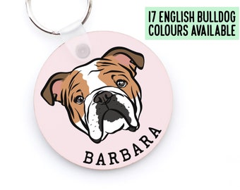 Personalized English Bulldog Keychain: Custom Dog Portrait Keepsake Keyring