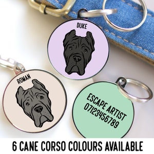 Cane Corso ID Tag/ Personalised Cane Corso Portrait Tag/Custom Large Dog Metal Tag/ Cane Corso Name Collar Tag/ Cane Corso Owner Gifts