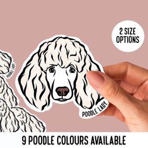 Poodle Breed Stickers/ Customised Dog Face Die Cut Stickers/ Poodle Owner Gifts/ Pet Name Personalised Laptop Sticker/ Standard Poodle Gift