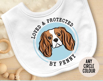 Personalized Cavalier King Charles Spaniel Baby Bib: Dog Portrait Gift